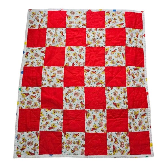 Handmade Childrens Themed Teddy Bears Polka Dot Quilt Multipurpose Blanket - Picture 2 of 9